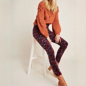 {Pilcro} "High Rise Skinny" Purple Floral Corduroy Velvet Stretch Jeans Pants